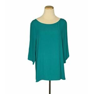 Violet & Claire Teal 3/4 Sleeves Tunic Blouse Size M